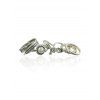 6Pcs Vintage Bowknot Feather Artificial Pearl Rhinestone Letter Pattern Metal Finger Rings Set - SILVER 