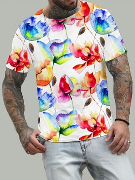 T-shirt Unisexe à Imprimé Fleur Aquarelle Partout