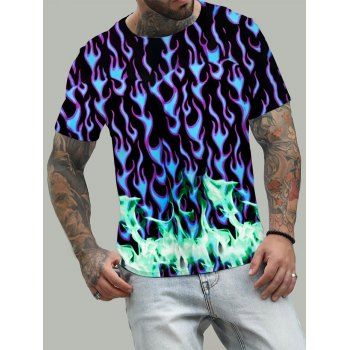 

Allover Fire 3D Print Short Sleeves T Shirt, Multicolor