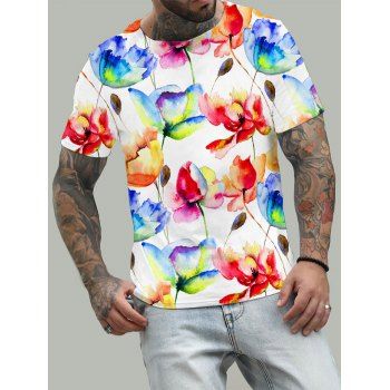 

Allover Watercolor Flower Print T-shirt, Multicolor