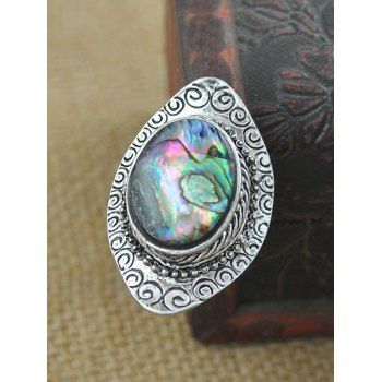 

Vintage Shell Tribal Pattern Finger Cuff Ring, Silver