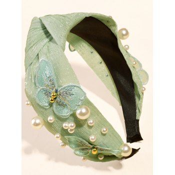 Vintage Artificial Pearl Butterfly Pattern Cross Headband