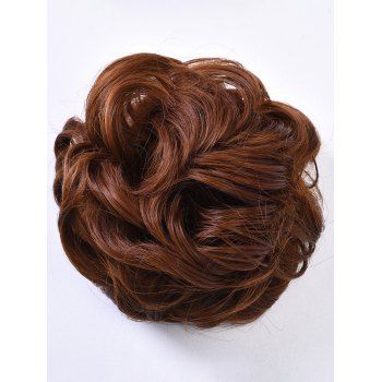 

Trendy Floral Curly Synthetic Hair Bun Wig, Coffee