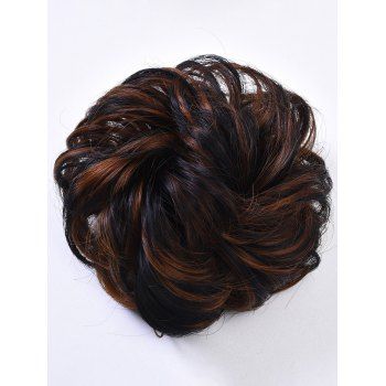 

Trendy Floral Curly Synthetic Hair Bun Wig, Deep coffee