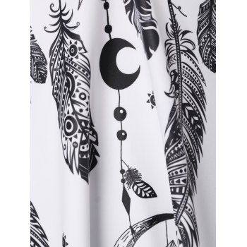 Modest Tankini Swimsuit Dream Catcher Feather Print Swimwear Set