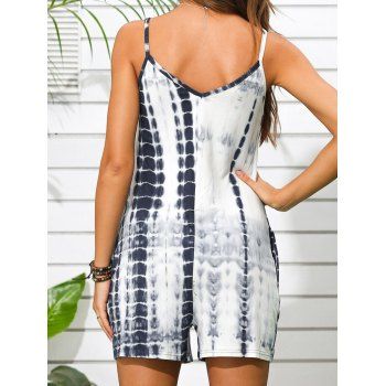 Summer Vintage Romper Casual Printed V Neck Spaghetti Strap Outfit