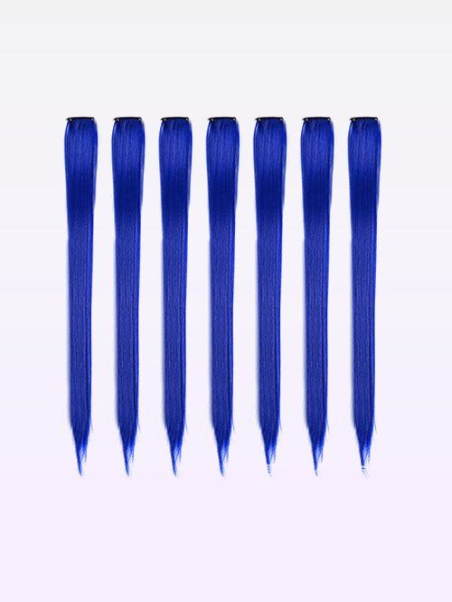 Perruque Synthétique Colorée Longue Droite - Bleu 