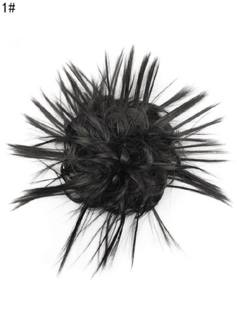 Synthetic Curly Messy Cocktail Hair Tie Wig - BLACK 