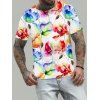 T-shirt Unisexe à Imprimé Fleur Aquarelle Partout - multicolor S