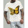 T-shirt Unisexe de Vacances à Imprimé Tournesol et Papillon Partout - multicolor M