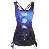 Moon Phase Galaxy Tank Top Allover Print Cinched Side Long Summer Top