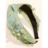 Bandeau Vintage Croisé Motif de Papillon en Fausse Perle - Vert clair 