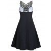 Gothic A Line Mini Dress Feather Butterfly Print Crochet Sleeveless Dual Strap Summer Dress - BLACK XXXL