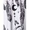 Modest Tankini Swimsuit Dream Catcher Feather Print Swimwear Set - BLACK S