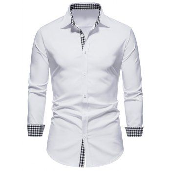 Plaid Casual Business Shirt Button Up Long Sleeve Slim Fit Shirt