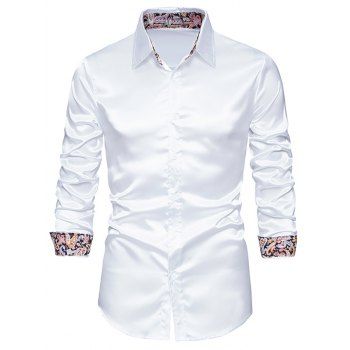 Satin Shirt Paisley Print Insert Turn Down Collar Long Sleeve Button-up Shirt dresslily imagine noua 2022