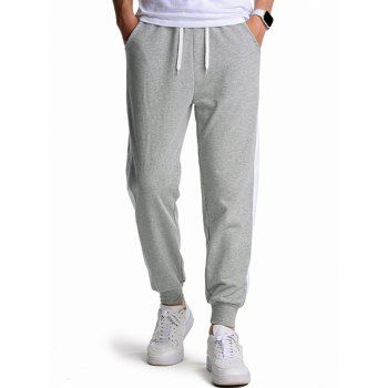 

Contrast Colorblock Sweatpants Elastic Waist Drawstring Sport Jogger Pants, Light gray