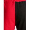 Pantalon de Jogging de Sport Bicolore Contrasté Taille Elastique à Cordon - Rouge L