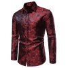 Vintage Rose Flower Shirt Long Sleeve Button Up Slim Fit Casual Shirt - RED WINE M