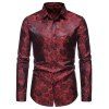 Vintage Rose Flower Shirt Long Sleeve Button Up Slim Fit Casual Shirt - LIGHT KHAKI XL