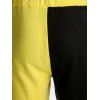 Pantalon de Jogging de Sport Bicolore Contrasté Taille Elastique à Cordon - Jaune L