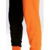Pantalon de Jogging de Sport Bicolore Contrasté Taille Elastique à Cordon - Orange XXXL