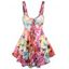Summer Vacation Tie Dye Tank Top Lace Up Colorful Butterfly Print Skirted Cami Top - multicolor XXXL