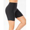 Bas de Bikini Gainant à Taille Haute et Bordures Festonnées en Couleur Unie - Noir XL
