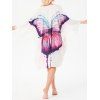 Bohemian Butterfly Painting Vacation Coverups Fringed Batwing Sleeve Open Front Cover Up - WHITE XXXL