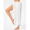 Solid Color Tassel Slit Wide Leg Long Pants and Elastic Waist Shorts Two Piece Set - WHITE XL
