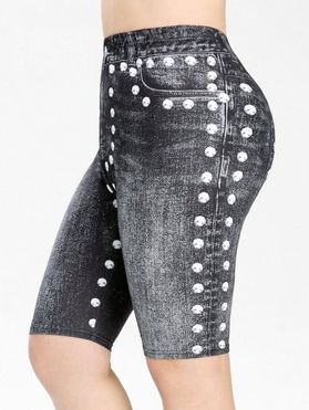 Plus Size 3D Printed High Waisted Shorts