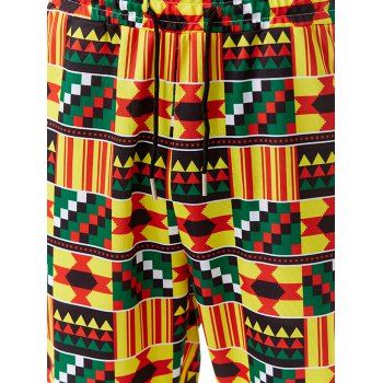 African Pattern Bohemian Pants Allover Print Drawstring Ethnic Style Pants