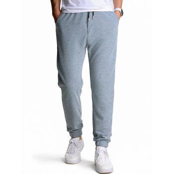 

Textured Plain Sweatpants Drawstring Elastic Waist Pockets Sport Jogger Pants, Light gray