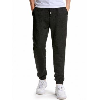 

Letter Textures Sport Sweatpants Drawstring Elastic Waist Pockets Jogger Pants, Black