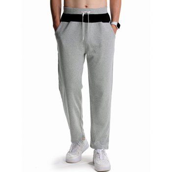 

Contrast Colorblock Straight Leg Sweatpants Drawstring Elastic Waist Sport Pants, Light gray
