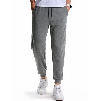 

Drawstring Sweatpants Beam Feet Casual Side Pockets Sport Jogger Pants, Dark gray