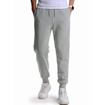 

Drawstring Sweatpants Beam Feet Casual Side Pockets Sport Jogger Pants, Light gray