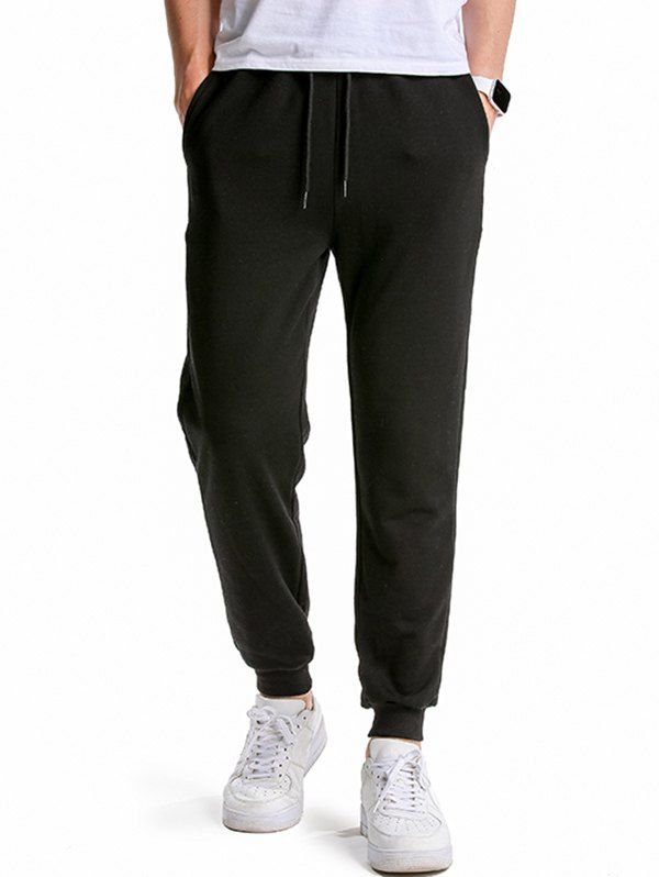 Pantalon de Jogging de Sport Décontracté à Pieds Etroits avec Poches Latérales - Noir XL