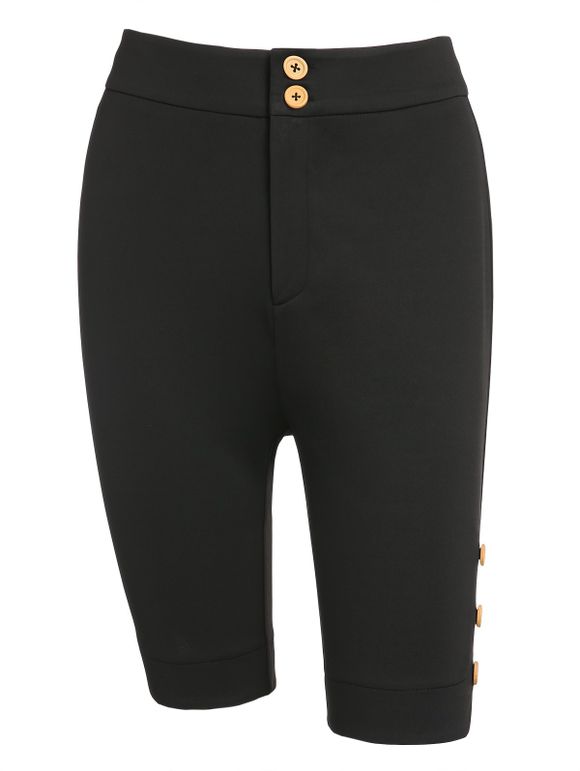 Short Moulant Boutonné à Taille Haute - Noir XXXL