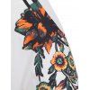 Allover Floral Print Ruched Curved Hem Criss-cross Tank Top and Bohemian Cropped Leggings Casual Summer Outfit - multicolor S