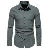 Formal Shirt Plain Color Turn Down Collar Long Sleeves Button-up Shirt - DARK GRAY XXL
