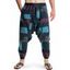 Pantalon Sarouel à Taille Elastique avec Poches à Imprimé Ethnique Africain - Bleu XXL