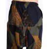 Pantalon Sarouel à Taille Elastique avec Poches à Imprimé Ethnique Africain - Cadetblue L