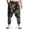 Pantalon Sarouel à Taille Elastique avec Poches à Imprimé Ethnique Africain - Vert Foncé XXL