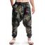 Pantalon Sarouel à Taille Elastique avec Poches à Imprimé Ethnique Africain - Vert Foncé XXL