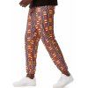 Pantalon de Jogging Style Bohémien Ethnique à Imprimé Partout à Cordon - Orange XL