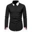 Contrast Colorblock Striped Shirt Long Sleeve Hidden Button Casual Business Shirt - BLACK XXL