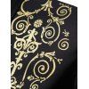 Glitter Bronzing Flower Vintage Shirt Long Sleeve Hidden Button Semi Formal Shirt - BLACK XXL