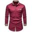 Chemise D'Affaires Formelle Boutonnée à Carreaux avec Poche à Manches Longues - Rouge Vineux XL