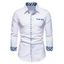 Chemise Formelle à Carreaux Boutonnée avec Poches Manches Longues à Col Relevé - Blanc XL